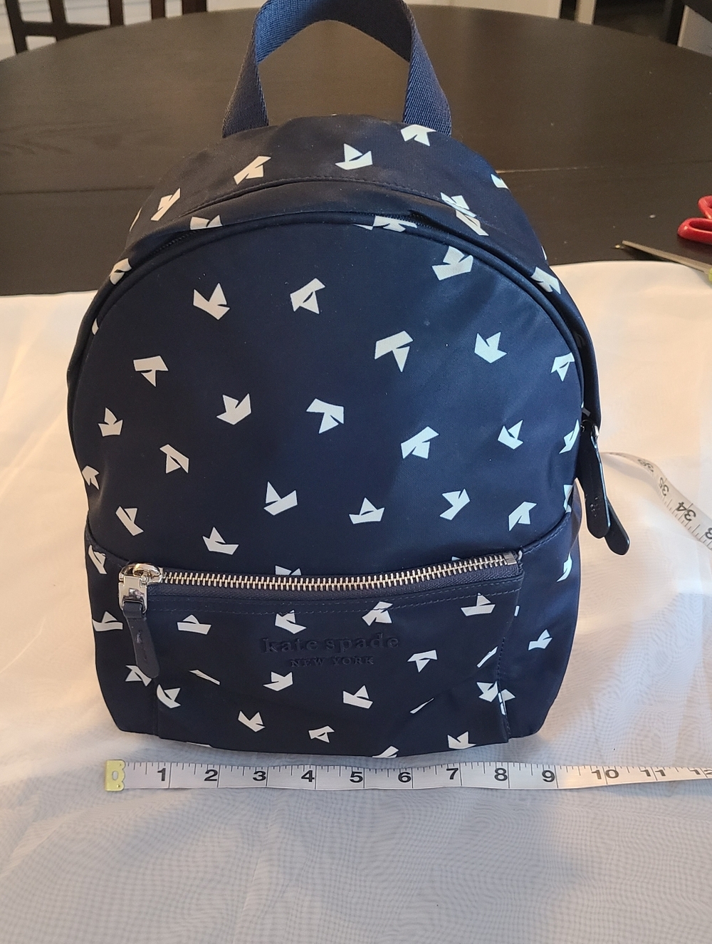 kate spade Navy Mini Backpack with White Origami Paper Boat Print - Picture 5 of 15
